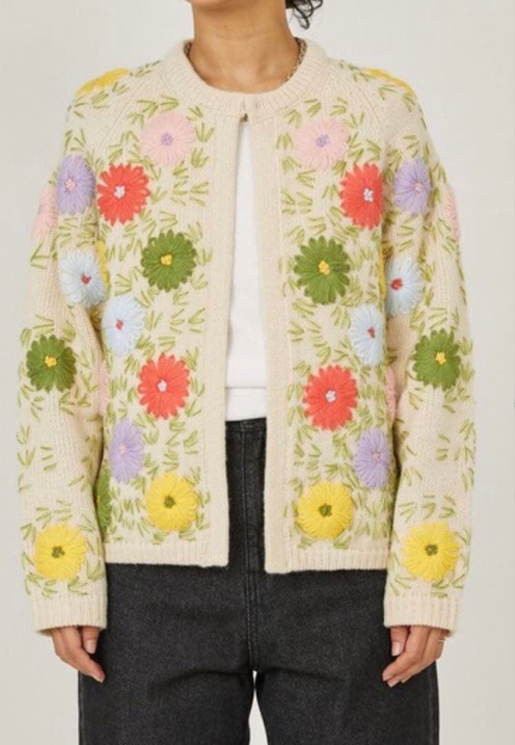 Freada フリーダ フラワーモチーフニットカーディガン
