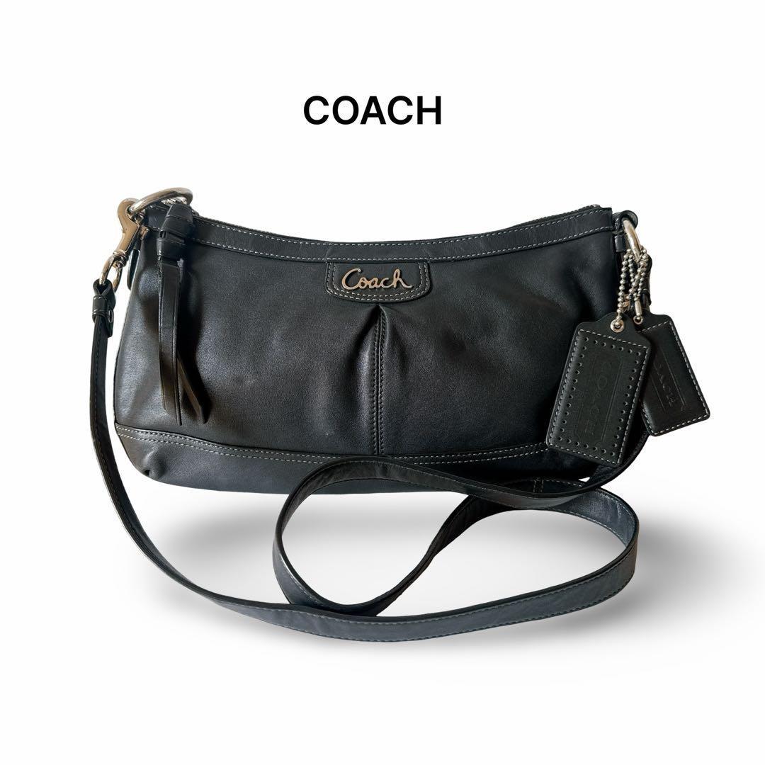 【美品】COACH コーチ ショルダーバッグ レザー 黒