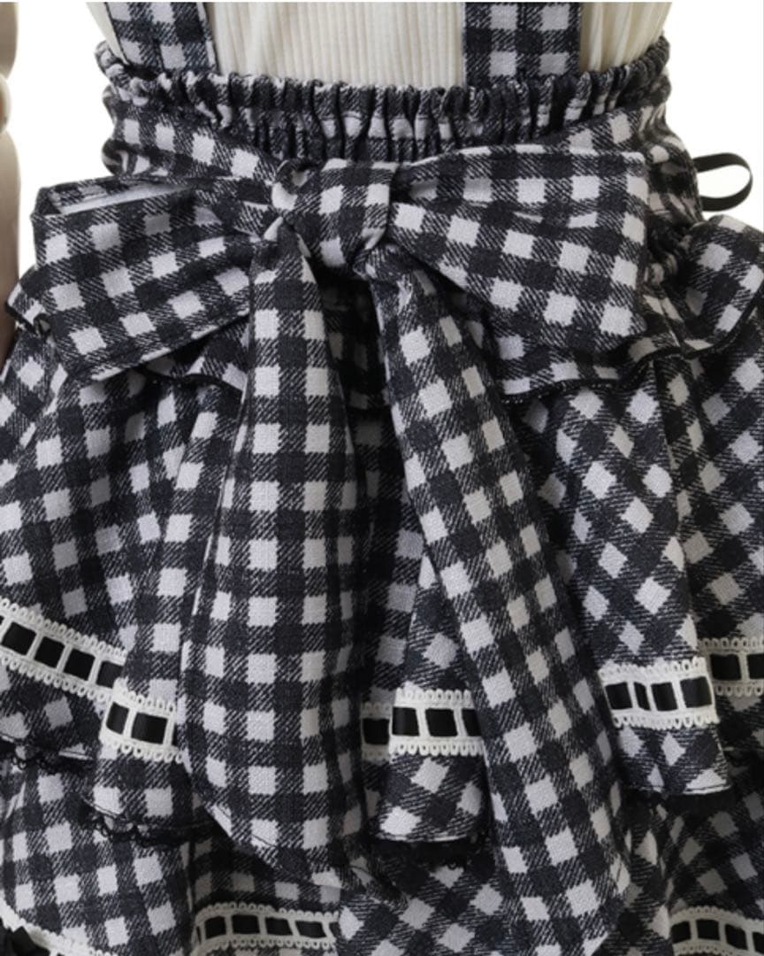 LIZLISA はしごリボンギンガムチェックティアードスカパン ブラック