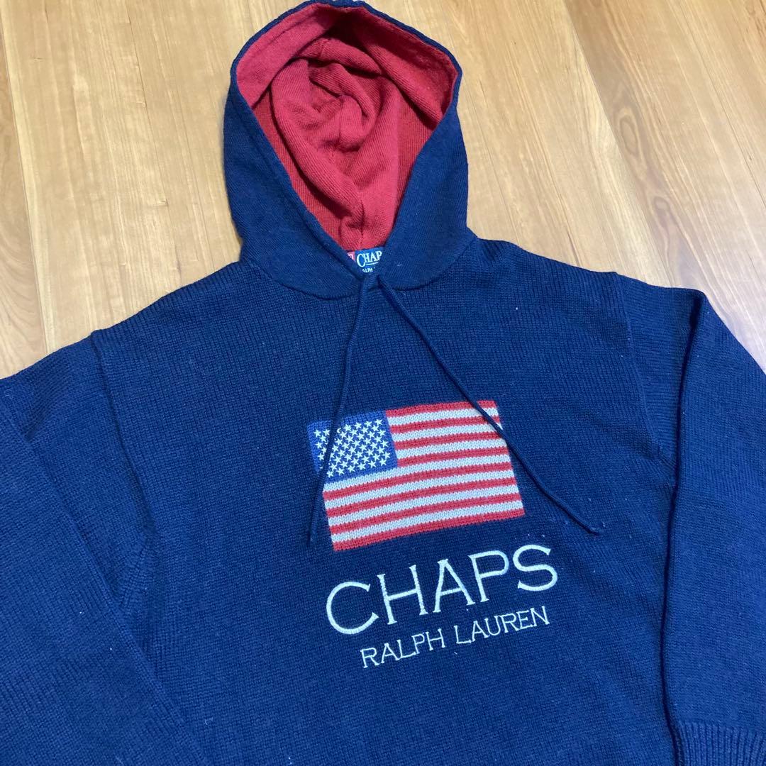 CHAPS RALPH LAUREN ニットセーター 90s ネイビー 星条旗