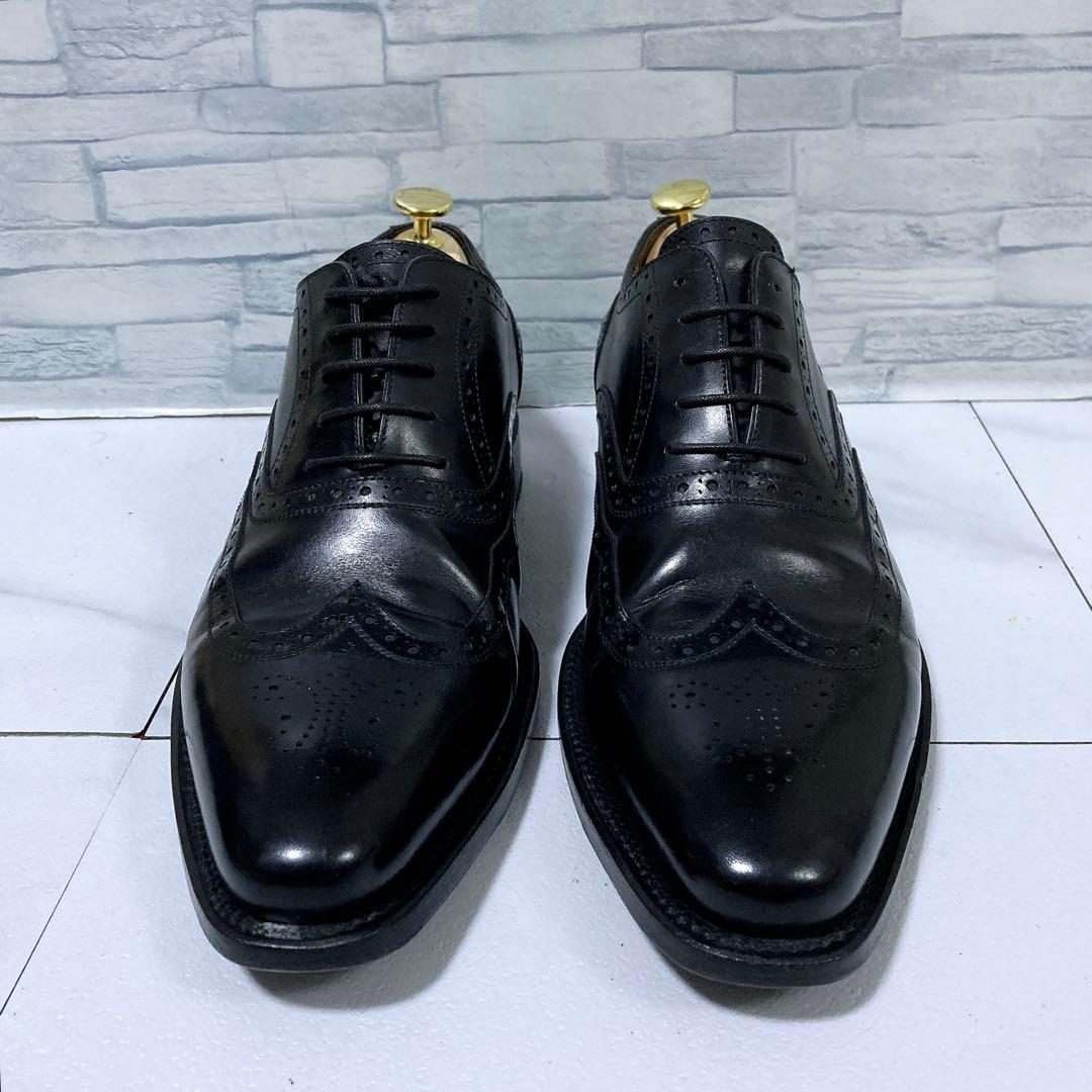 名作 ジャランスリワヤ ビジネスシューズ 本革 ウィングチップ 黒 9 27.5