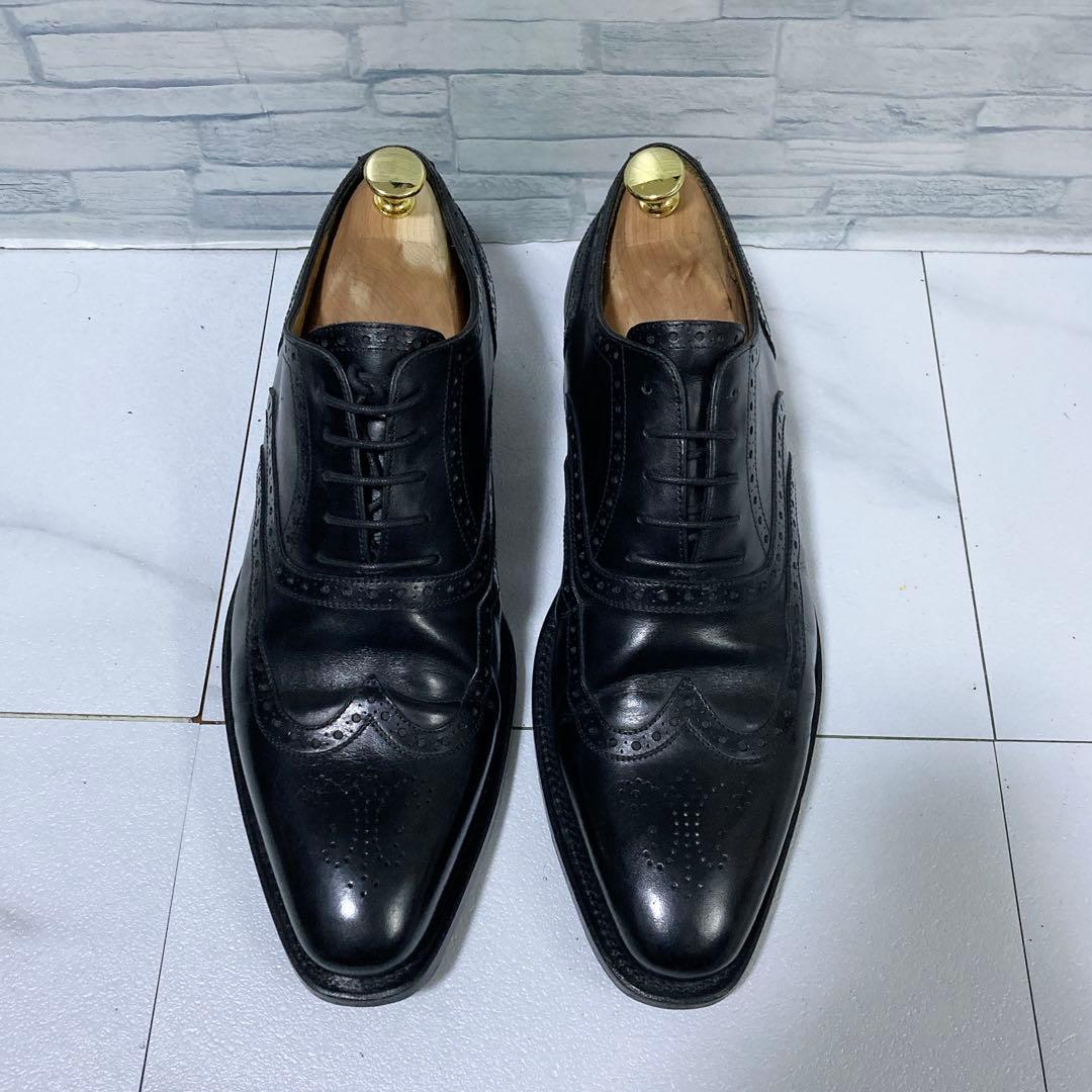 名作 ジャランスリワヤ ビジネスシューズ 本革 ウィングチップ 黒 9 27.5