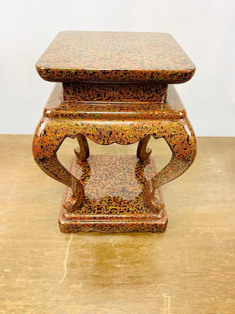 【アンティーク】香炉 真鍮製 花台（堆朱）