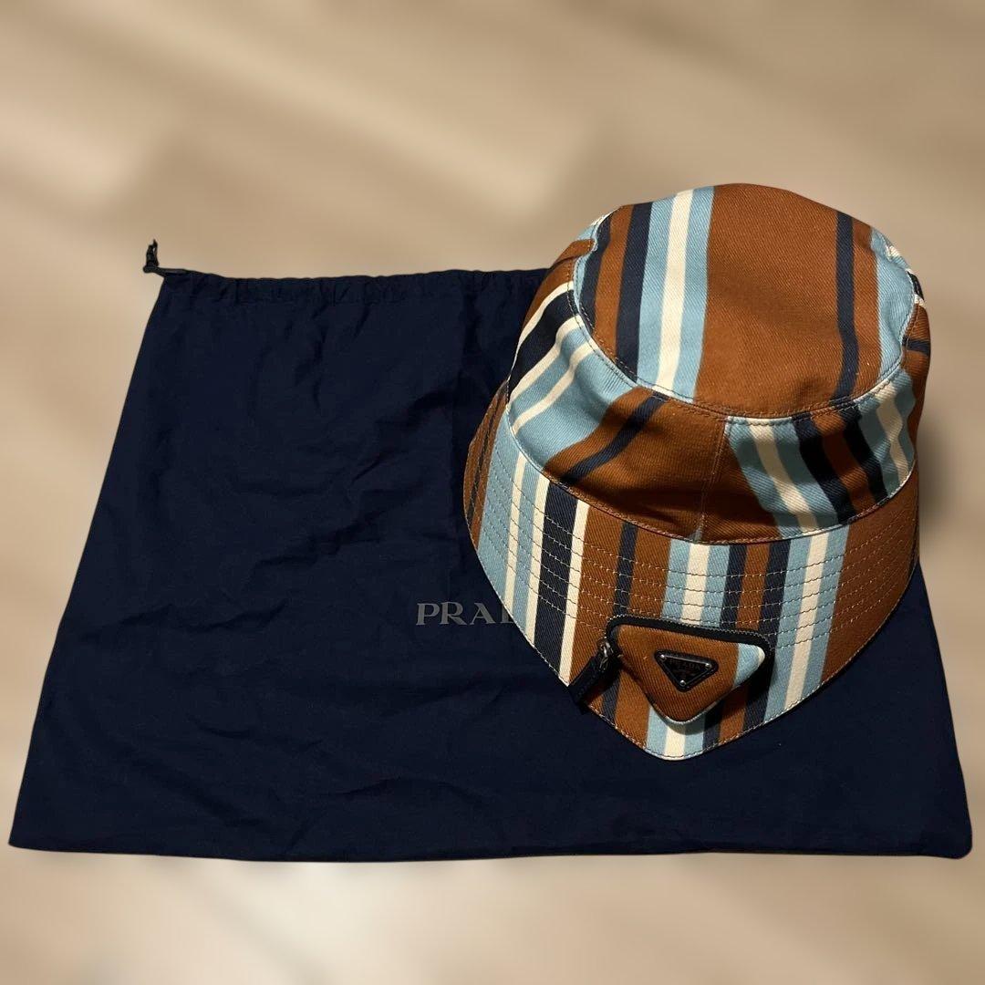 PRADA バケットハット ストライプ