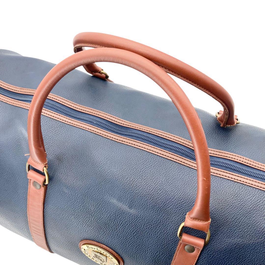 良品848 バーバリー 2way ボストンバッグ 大容量 ネイビー ヴィンテージ