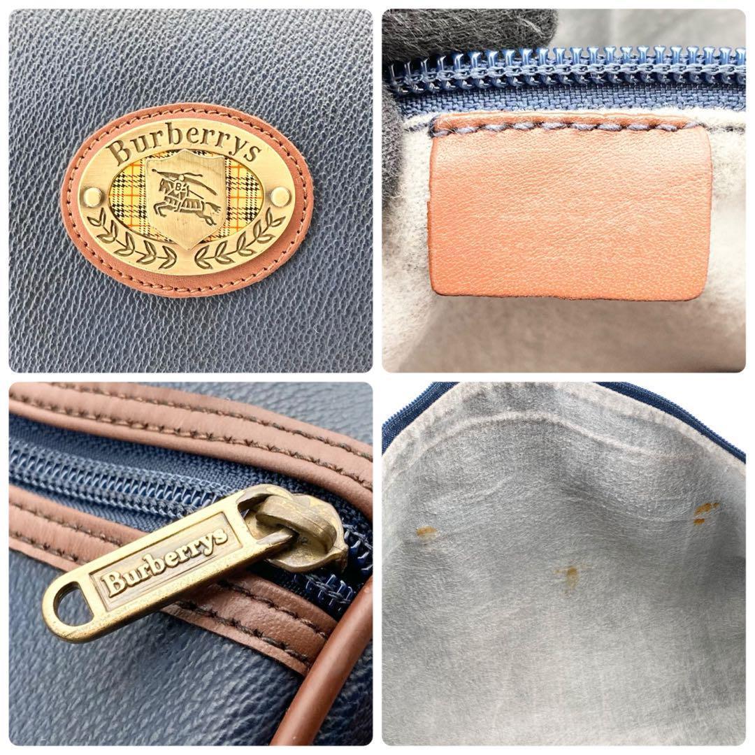 良品848 バーバリー 2way ボストンバッグ 大容量 ネイビー ヴィンテージ