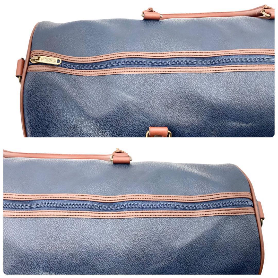 良品848 バーバリー 2way ボストンバッグ 大容量 ネイビー ヴィンテージ