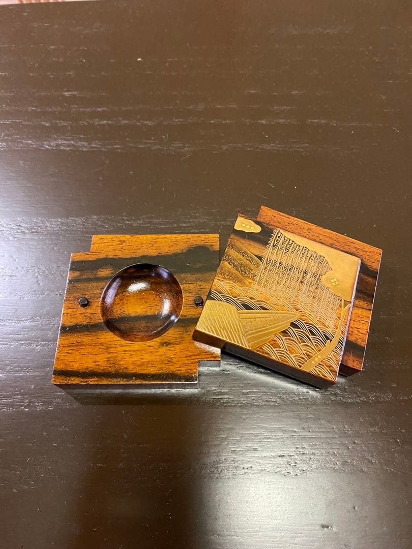 茶道具/香合 蒔絵師 岩本相伯　『柳に舟』 共箱 茶の湯 工芸品