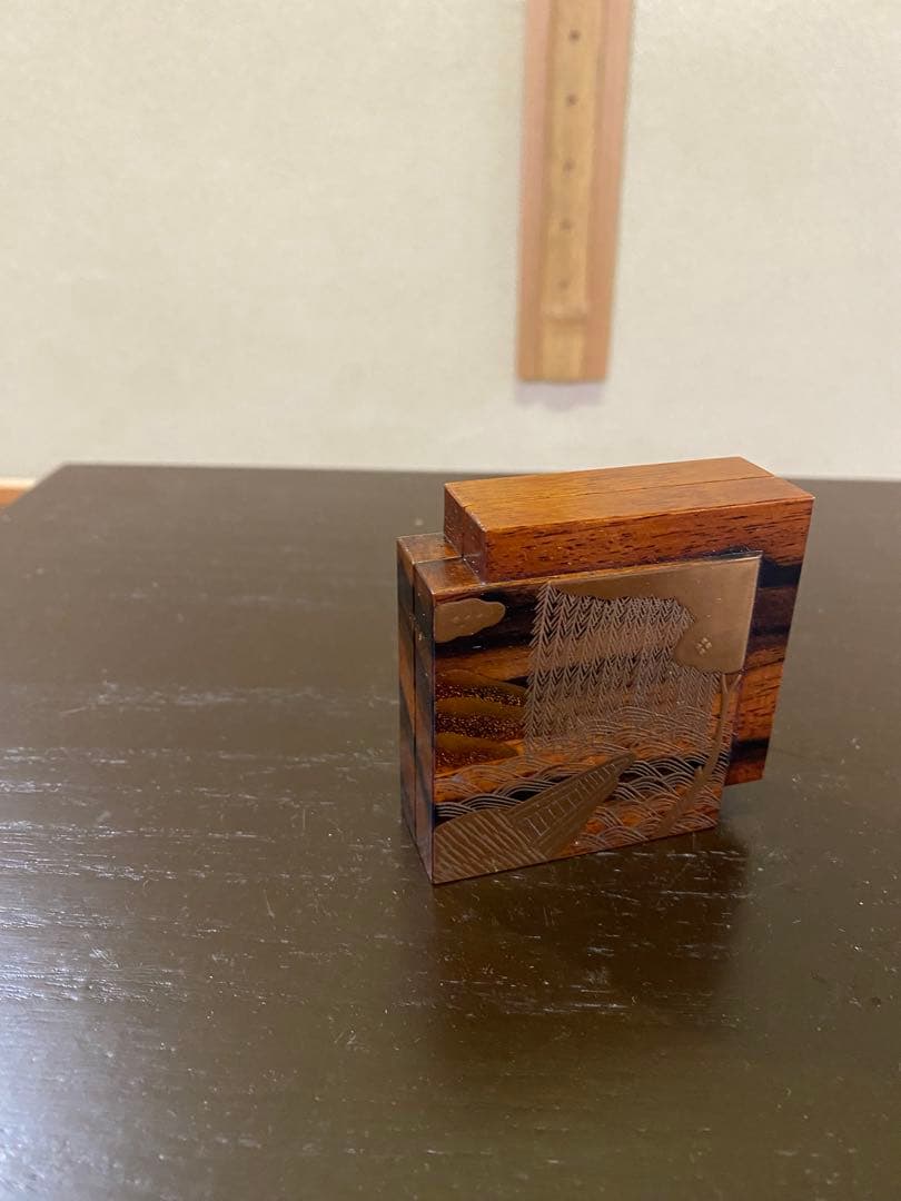 茶道具/香合 蒔絵師 岩本相伯　『柳に舟』 共箱 茶の湯 工芸品