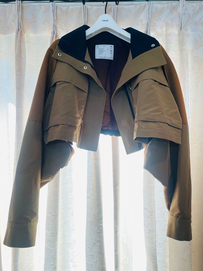 【ほぼ未使用】sacai クロップドジャケット ベージュ/ネイビー