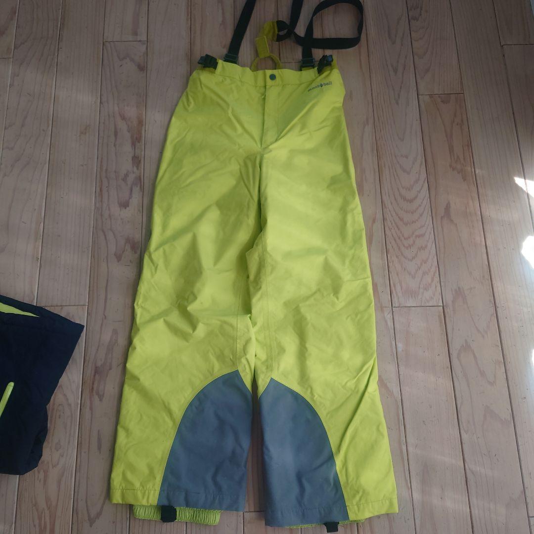 モンベル　パウダーステップパーカ/パンツ　160サイズ　ネイビー/イエロー