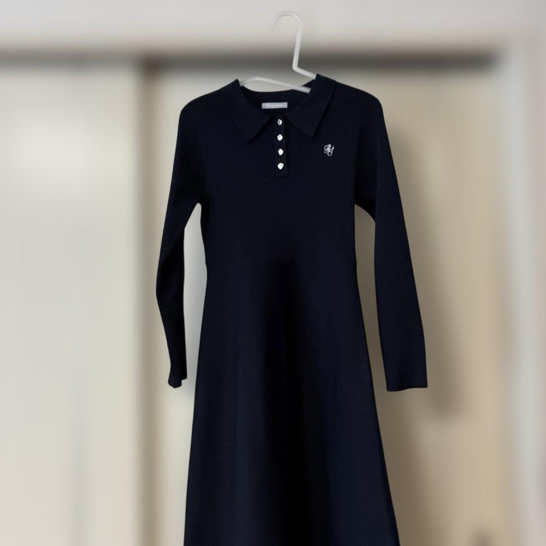 t*4様 長袖ポロネックニットワンピース ネイビー JILL by JILL S