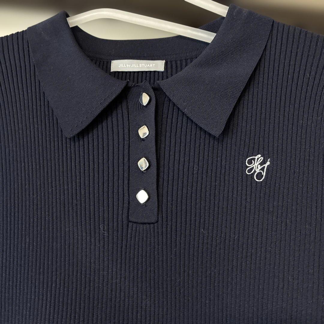 t*4様 長袖ポロネックニットワンピース ネイビー JILL by JILL S