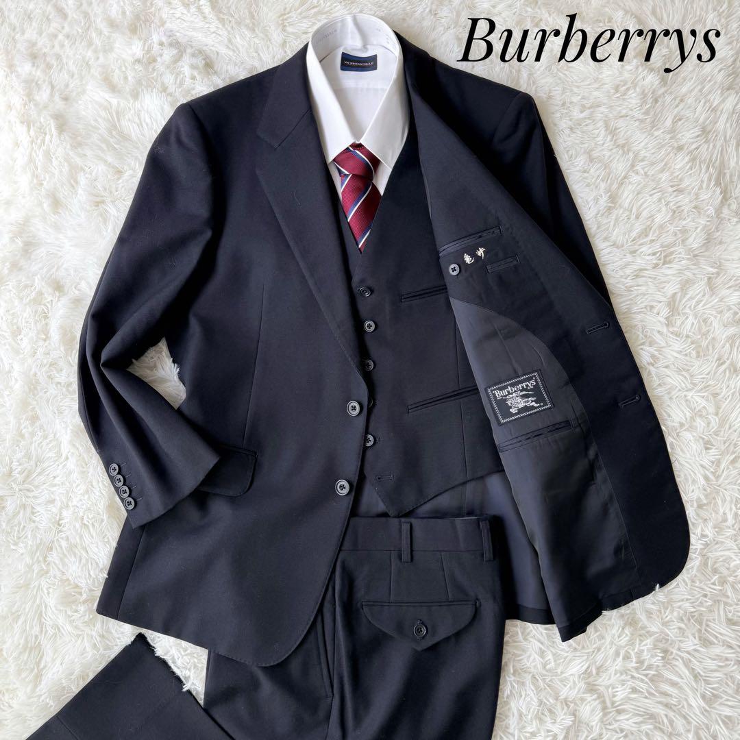 【3ピース】最高級 BURBERRY セットアップスーツ ネイビー165 AB4