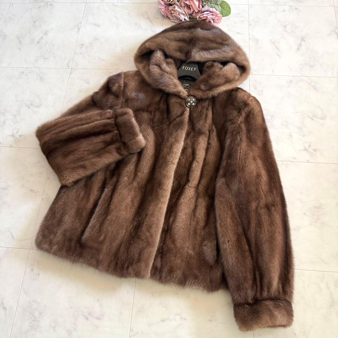 人気★サガ デミバフミンク フード付 クロップド ファーコート なめし柔らか