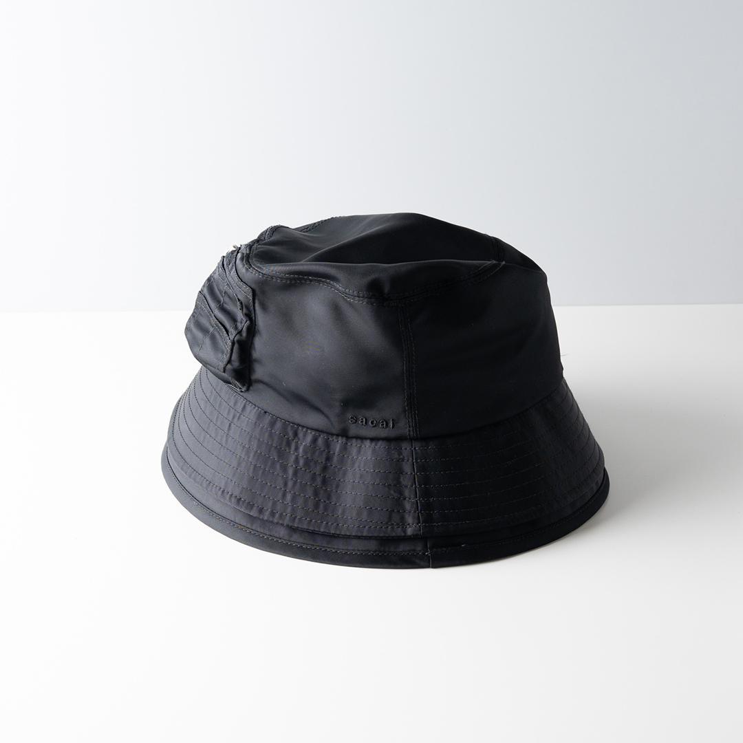 sacai サカイ ダブルブリム バケットハット 黒 ブラック ナイロン