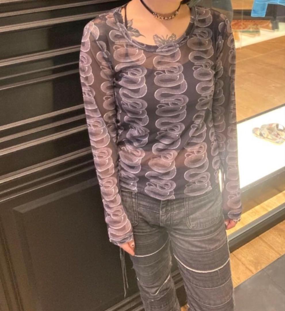 【新品タグ付き】HYS SNAKE LOOP柄 Tシャツ スネーク 蛇 総柄