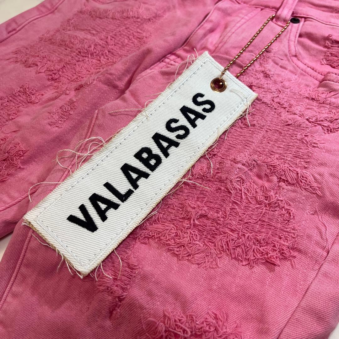 バラバサスvalabasas クラッシュリペアスキニーフレアデニム ピンク 29