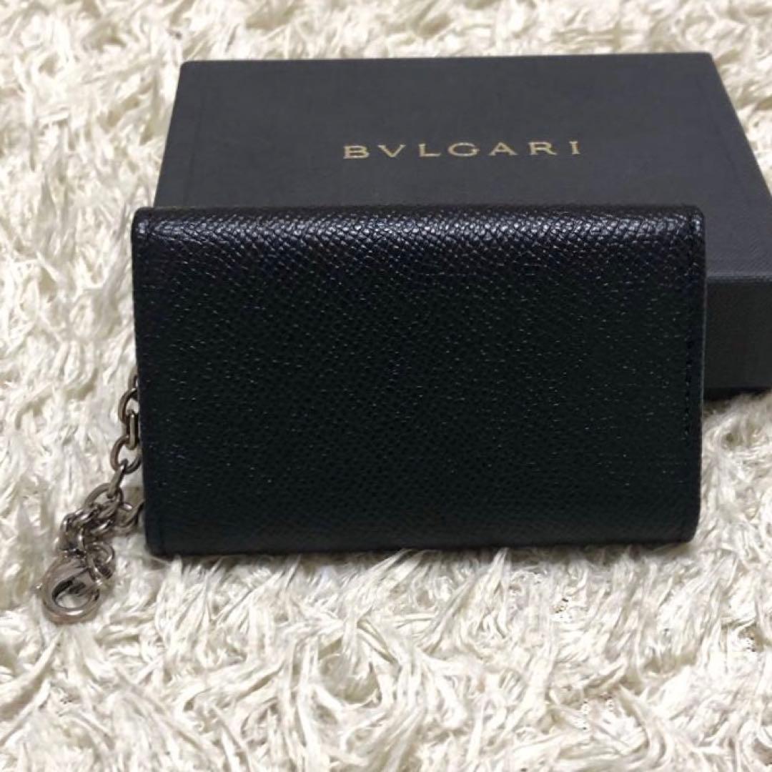 未使用✨ブルガリ レザー　6連 キーケース ロゴ　チェーン付　ブラック メンズ