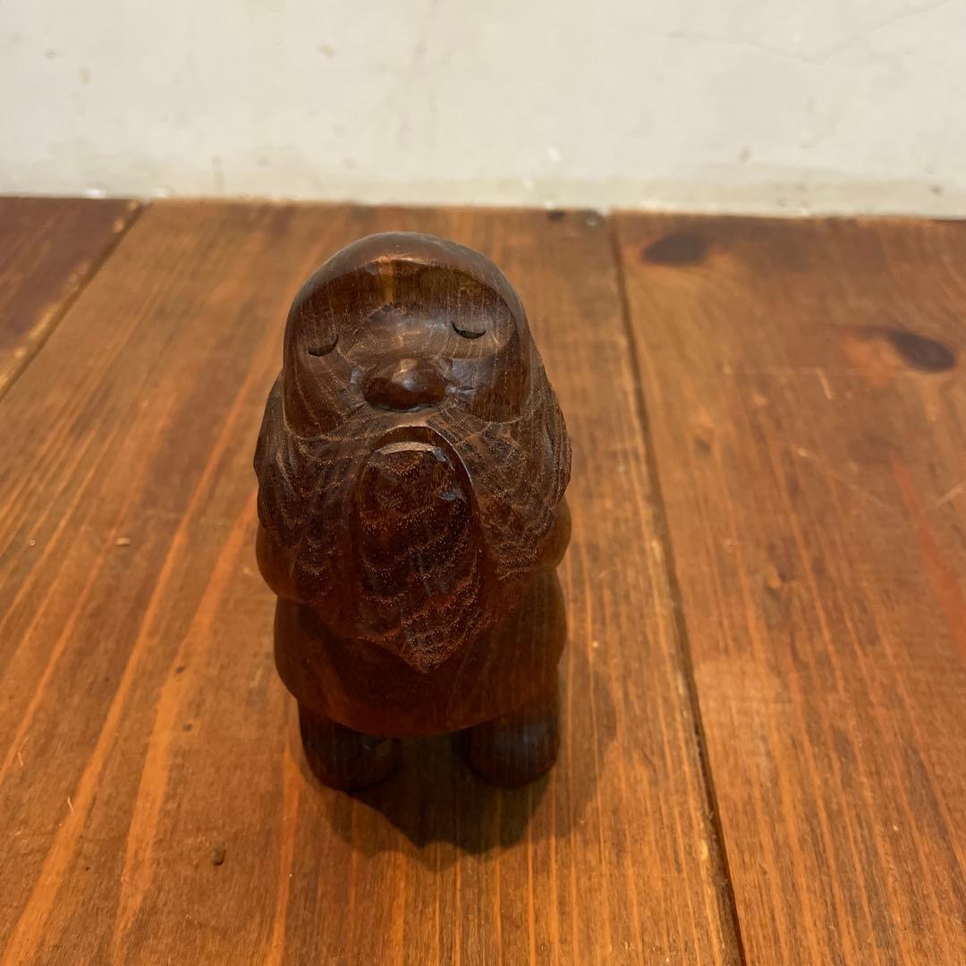 美品　木製　コロポックル　木彫り　彫刻　オブジェ　置物　縁起物　可愛いらしい表情