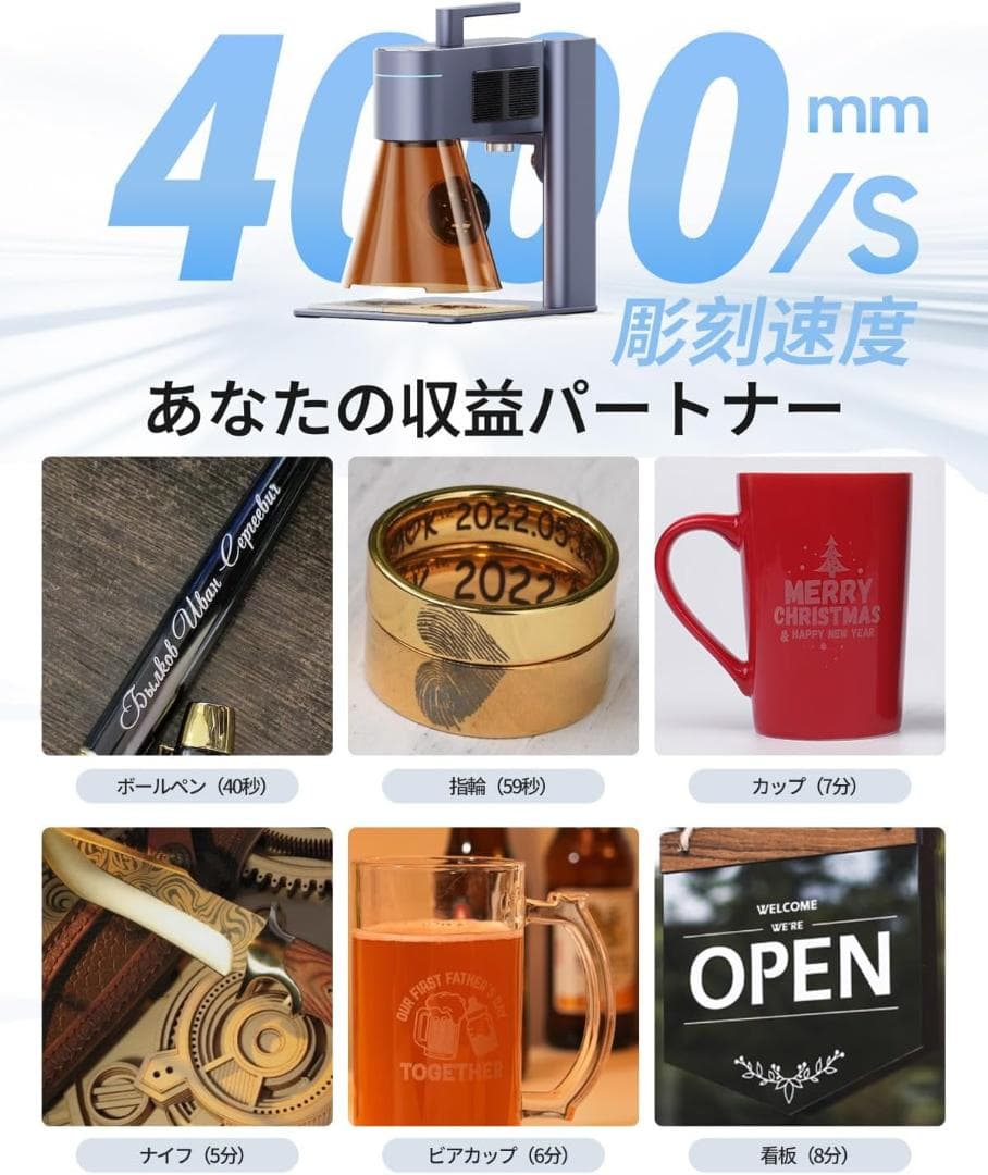 LaserPecker 4 レーザー彫刻機 家庭用 青色レーザーと赤外線レーザー