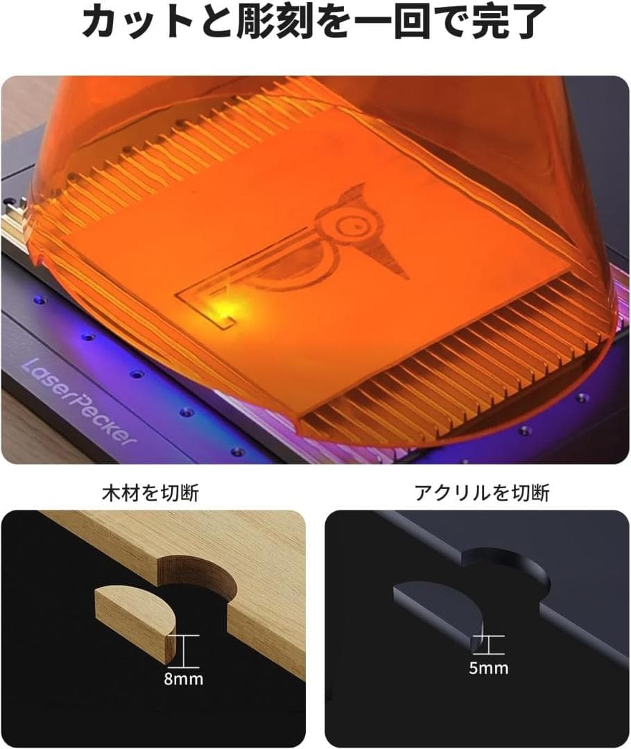 LaserPecker 4 レーザー彫刻機 家庭用 青色レーザーと赤外線レーザー