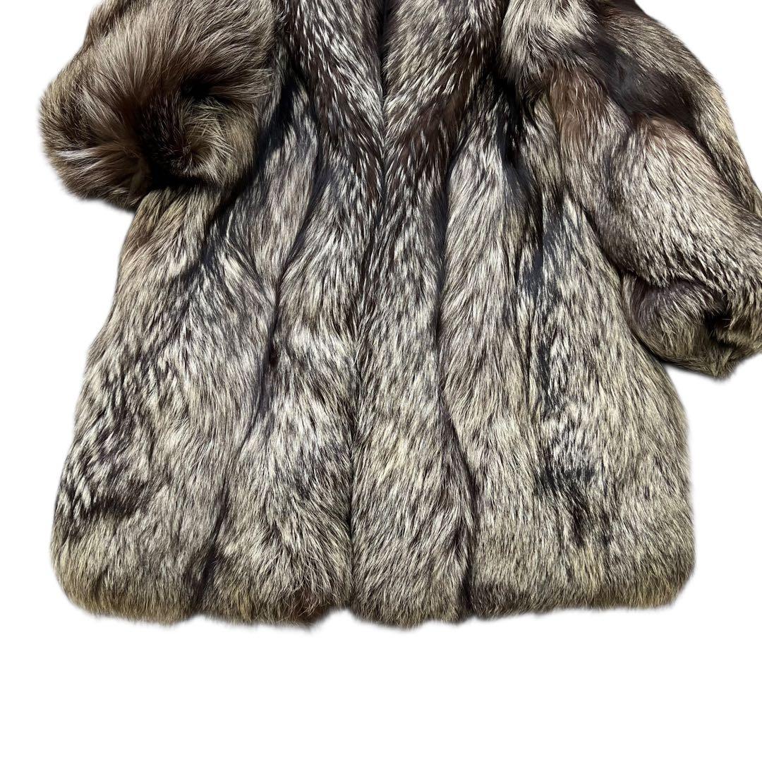 着丈100cm 肉厚ボリューム◎ シルバーフォックス リアルファー 毛並み◎