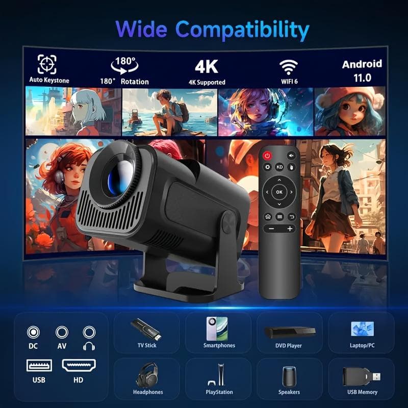 フォロー割【新品】WiFi 6 搭載 4K 対応 ミニプロジェクター
