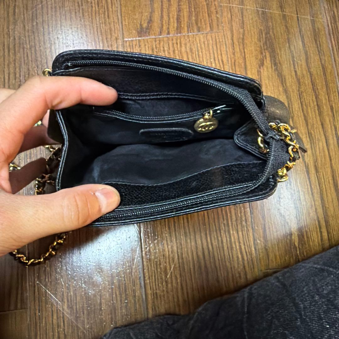 シャネル CHANEL キャビアスキン ミニチェーン ショルダーバッグ