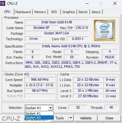 Z6 G4 XEON Platinum 8160 2基 SSD1TB HDD2T