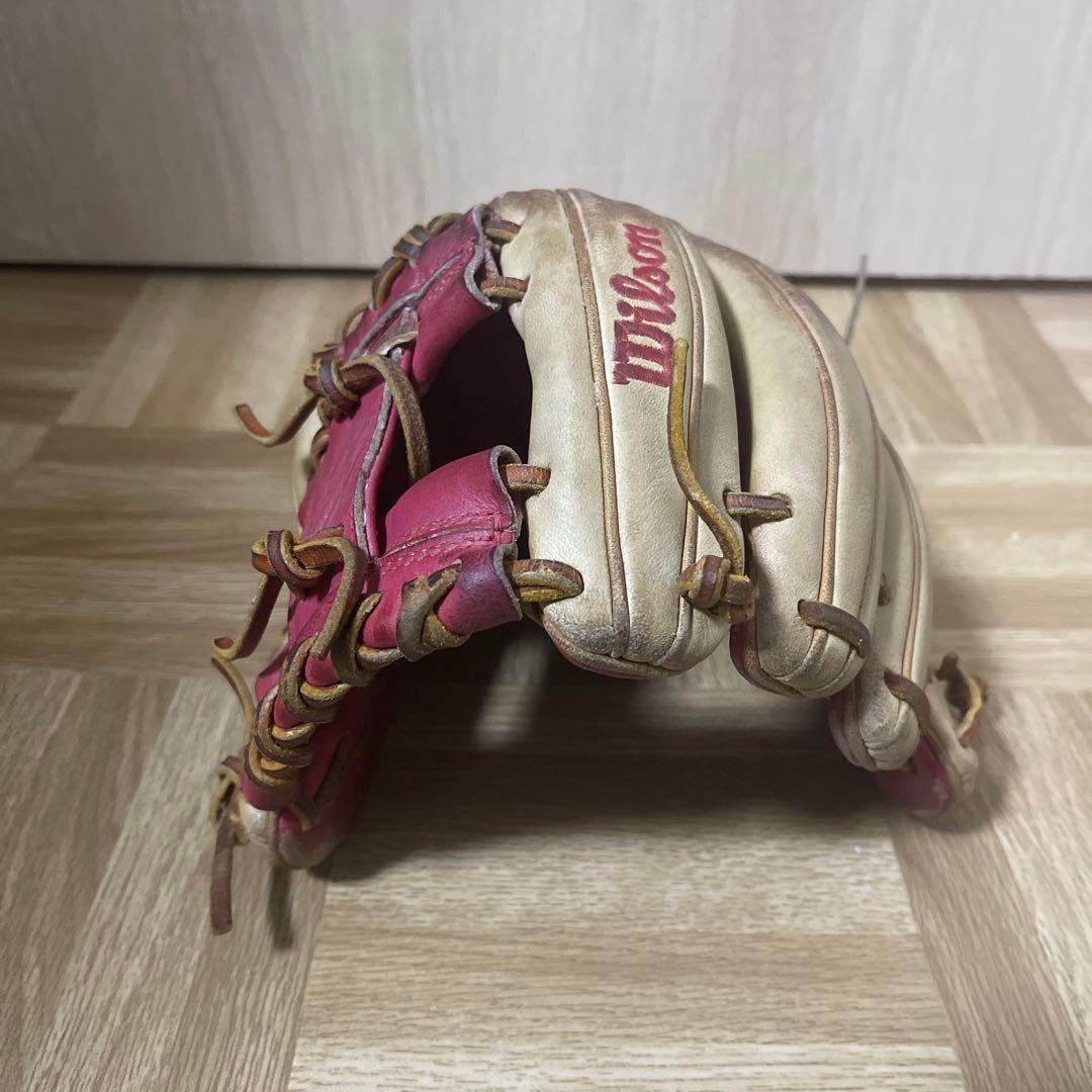 Wilson 軟式グローブ ベージュ/赤　内野