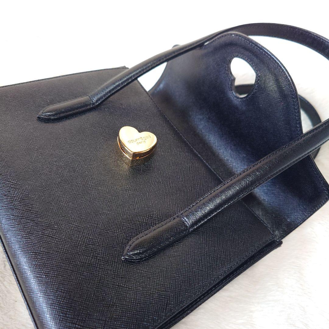✨courrèges クレージュ ハンドバッグ フォーマル ブラック ハート金具