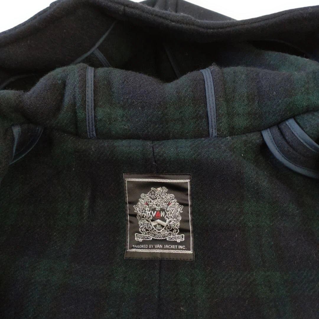 van ダークブルー ダッフルコート フード付き