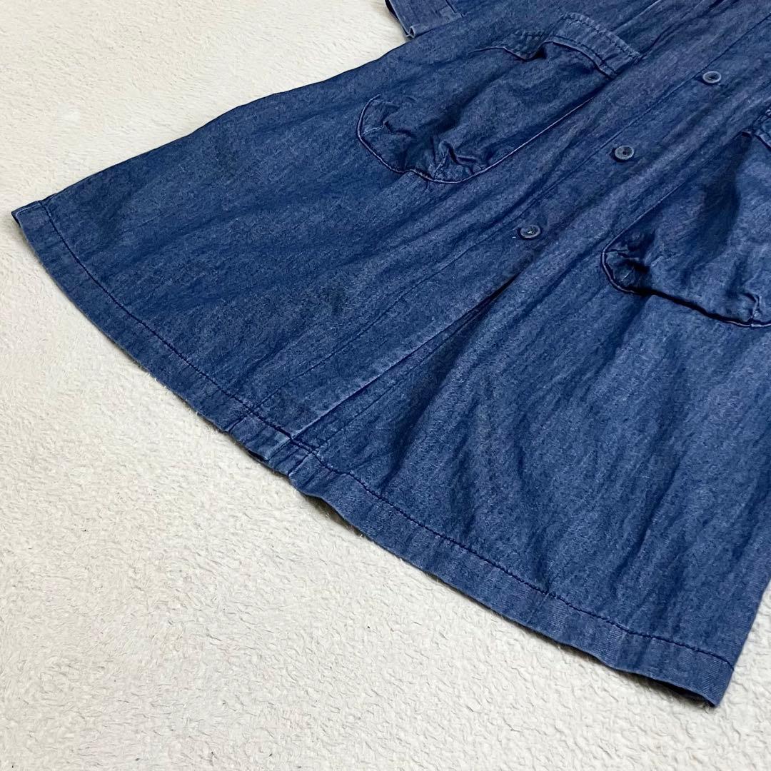 根々　ネネ　群言堂　石見銀山　デニムシャツワンピース　コットン　リネン　ブルー