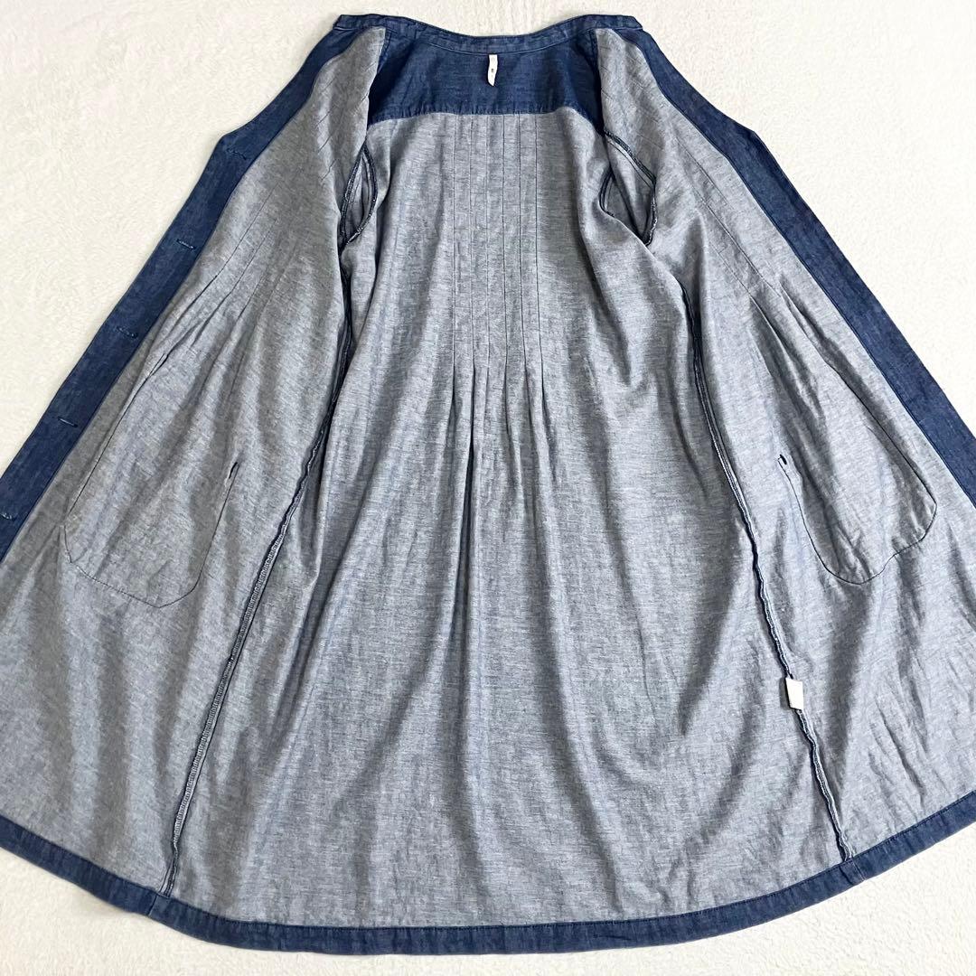 根々　ネネ　群言堂　石見銀山　デニムシャツワンピース　コットン　リネン　ブルー