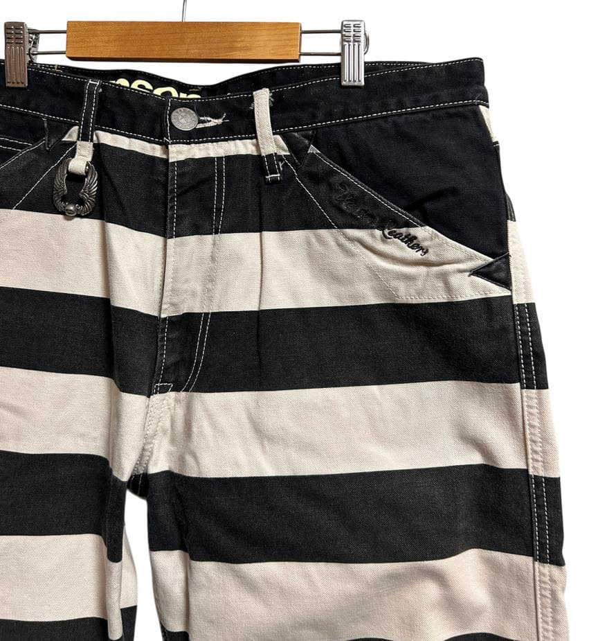 専用☆VANSON バンソン 404 囚人 ボーダー ワークパンツ W36 黒