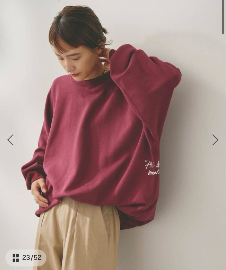 スピックアンドスパン　バーガンディ 長袖トレーナー フリーサイズ