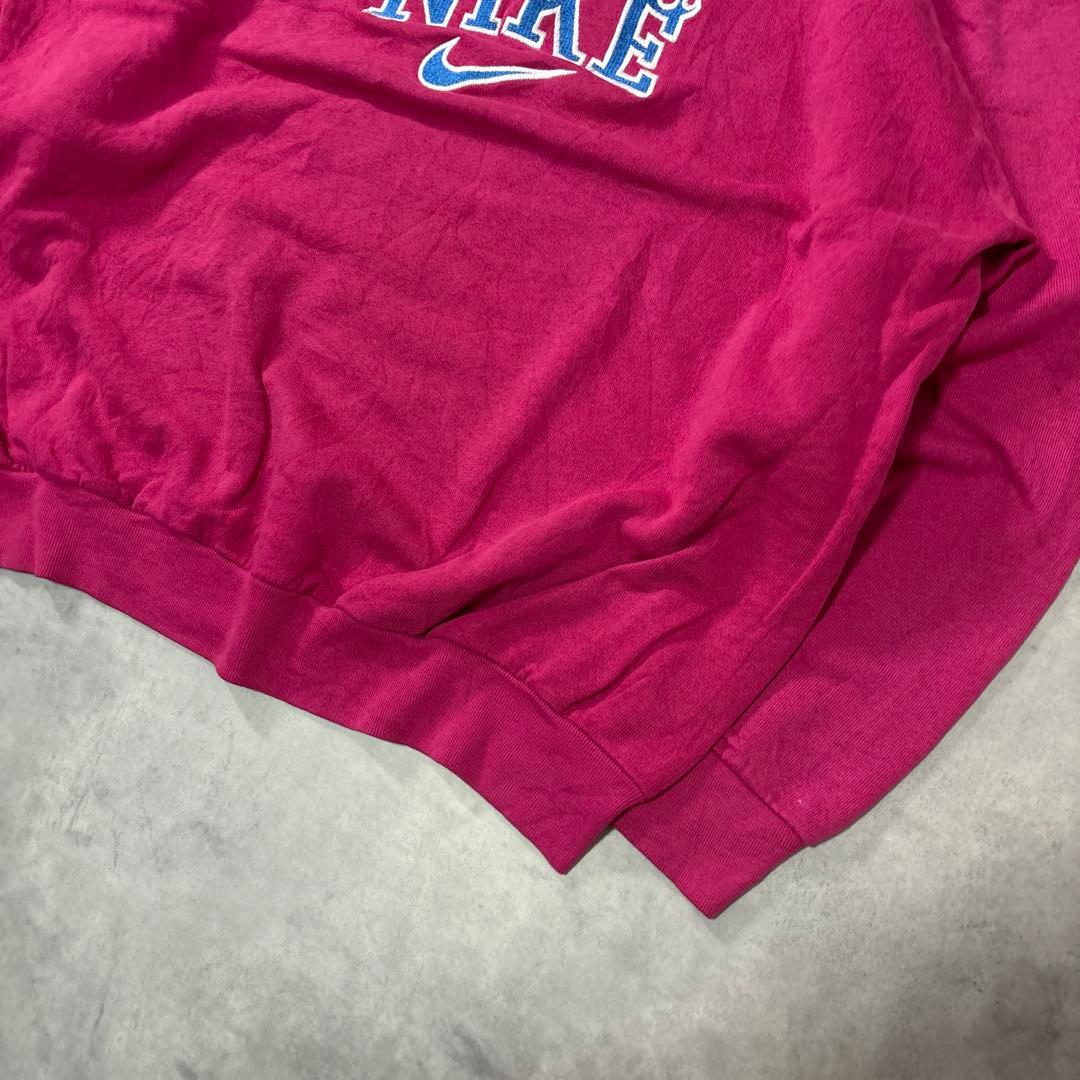 NIKE 90s スウェット トレーナー 刺繍ロゴ ファイヤー ピンク XL