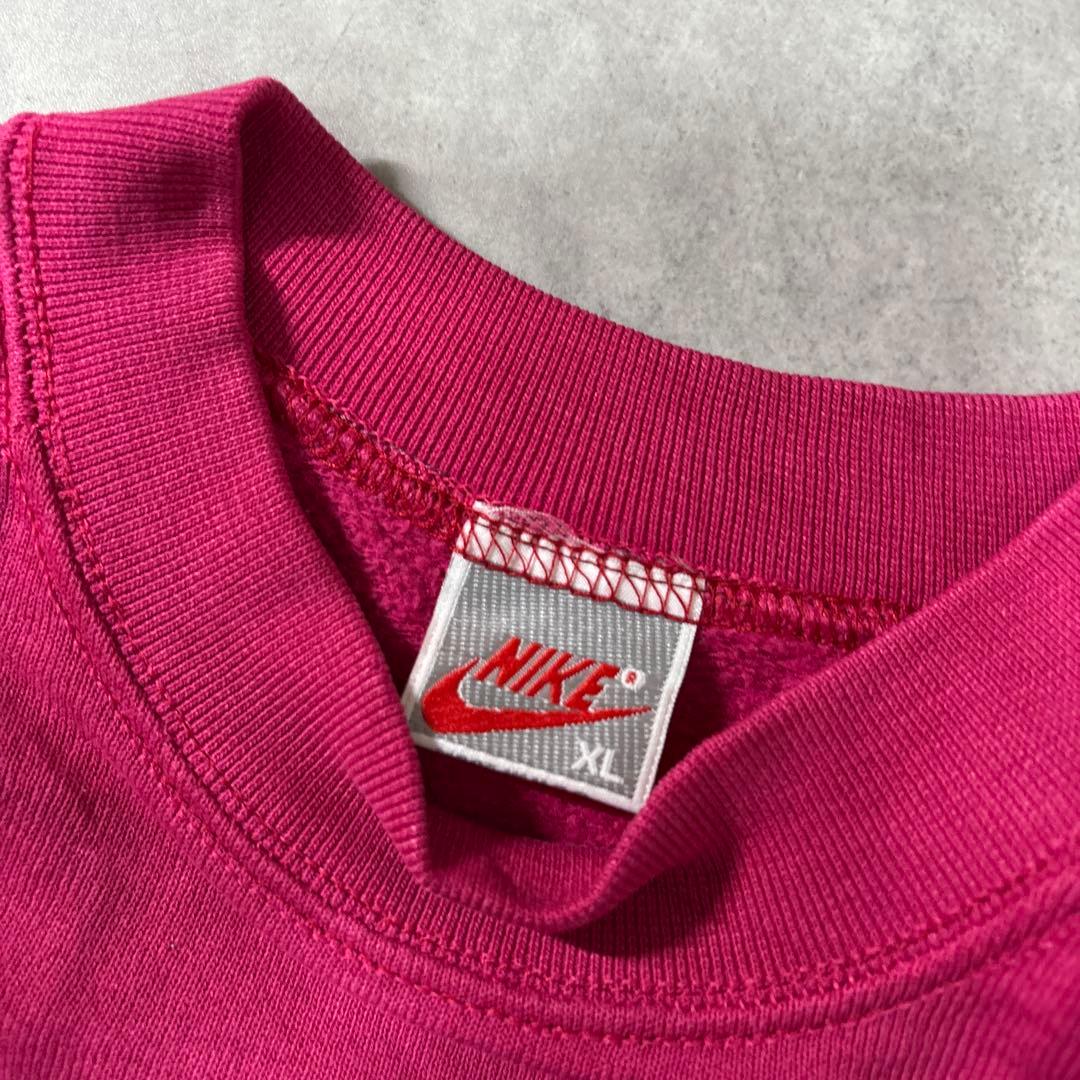 NIKE 90s スウェット トレーナー 刺繍ロゴ ファイヤー ピンク XL