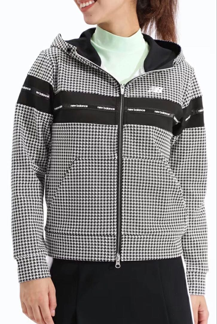 新品　ニューバランスゴルフ レディース フルジップ フーディー 千鳥柄　L