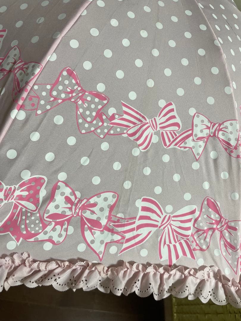 【値下げ】アンジェリックプリティ リボンドット柄アンブレラ ショッパー柄 ピンク