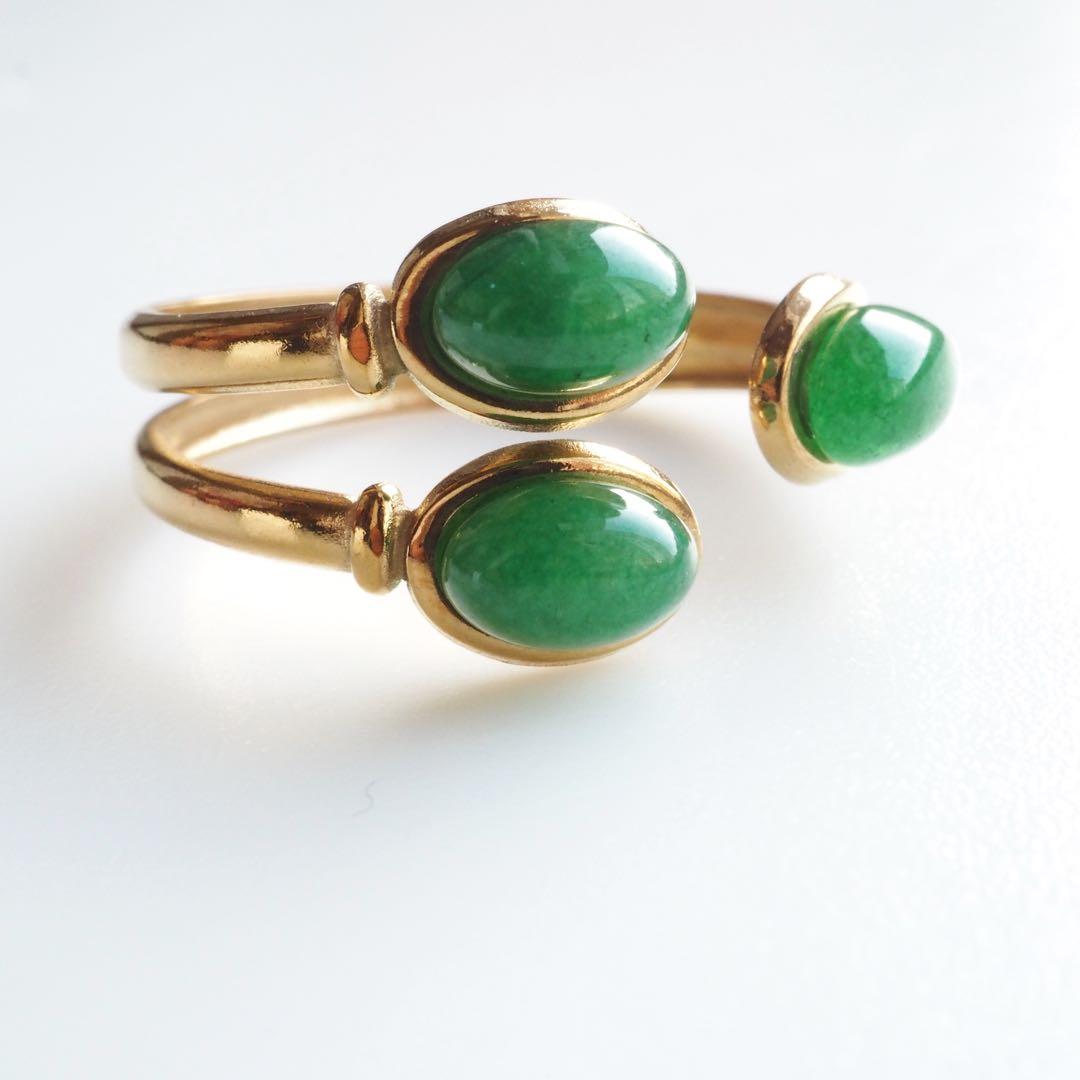 【ひなママ】インド翡翠のフリーサイズリング