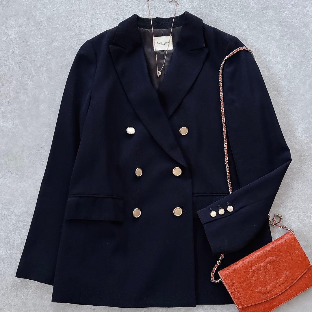 美品 デミルクスビームス 定価4万 紺ブレ 金ボタン テーラード ジャケット