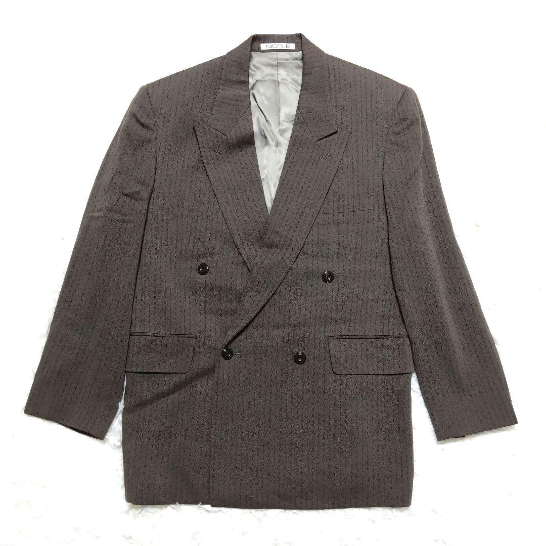 ニコル ダブルスーツ セットアップ ブラウン ウール ヴィンテージ S