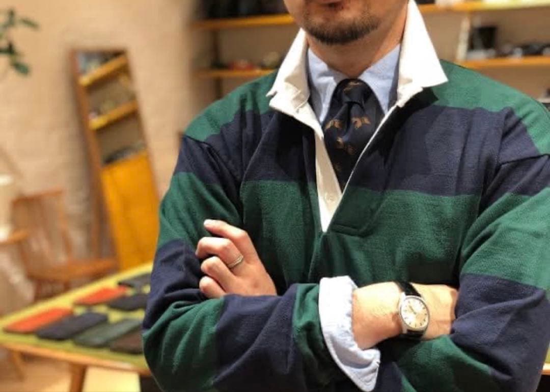 【希少】Drake's ラガーシャツ グリーン M