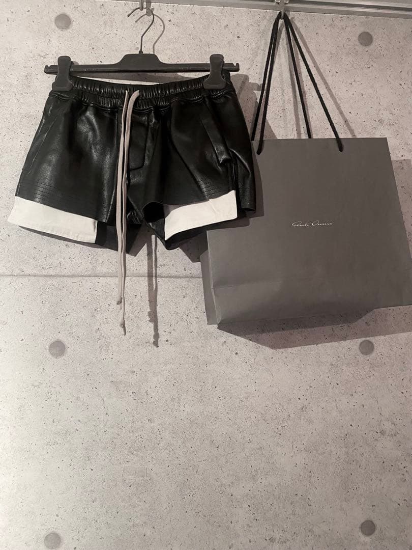 Rick Owens レディース レザー ドローストリング ショートパンツ M