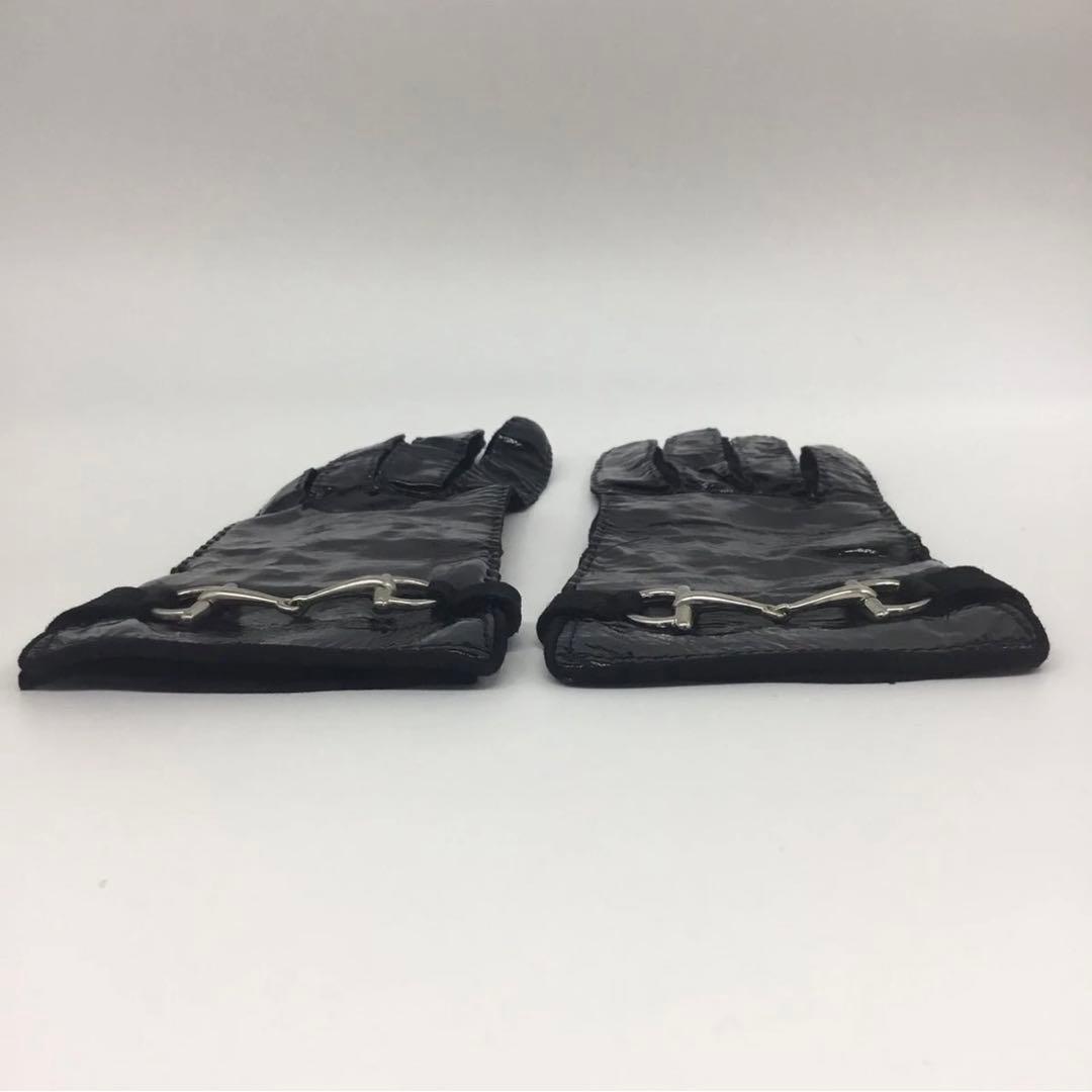 グッチ 新品 ホースビット レザー 手袋 シルク 黒 Italy タグ付