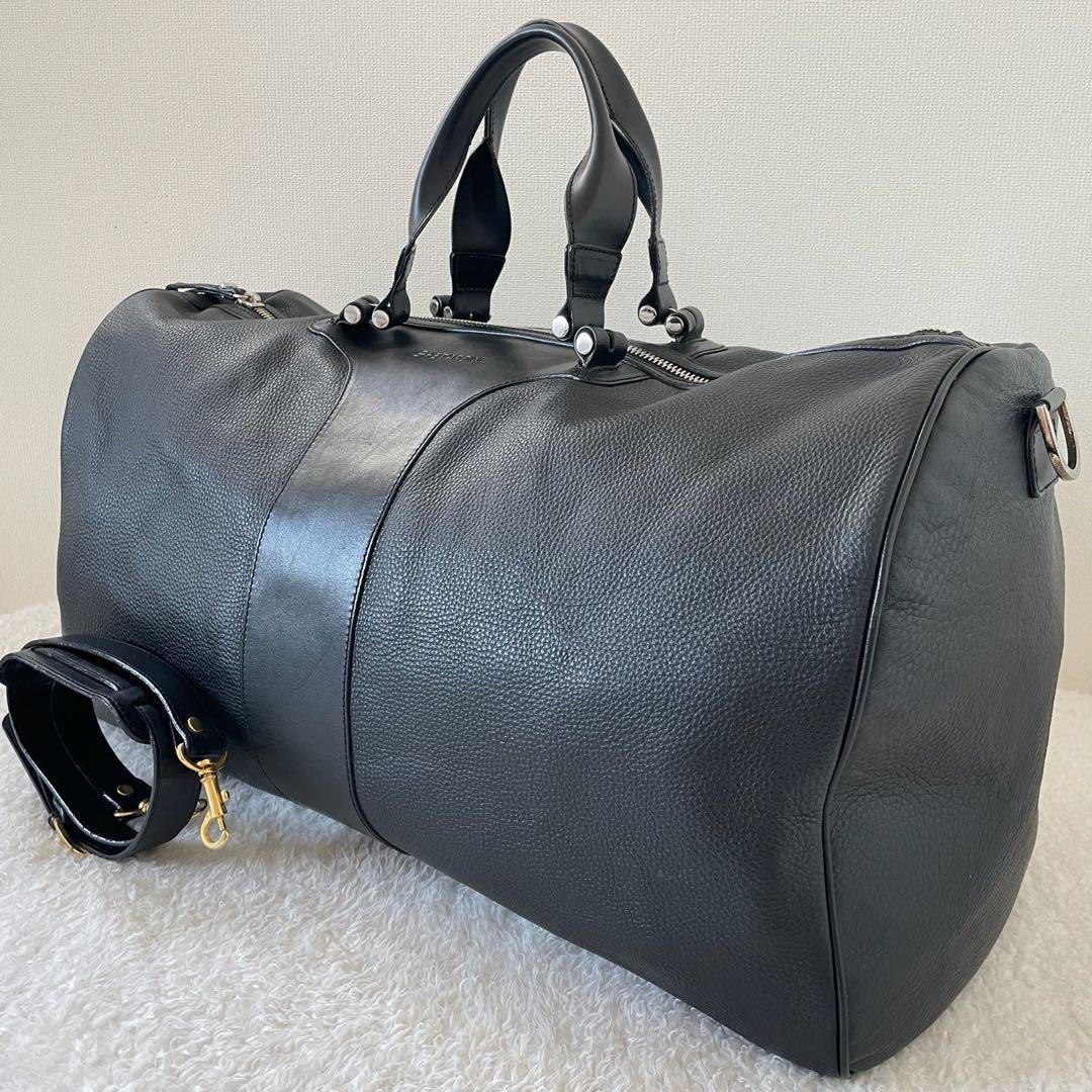 ゲラルディーニ ボストンバッグ 2way 黒 大容量 旅行 出張 オールレザー