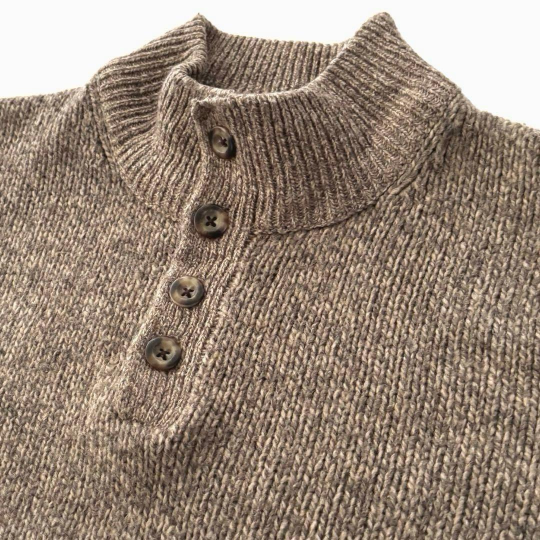 エルエルビーン　ラムウール　ハーフボタンニット　ハイネック　メランジ
