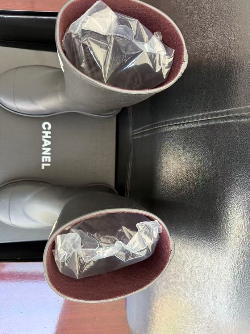 CHANEL ブラック 長靴 CCロゴ付き 新品同様